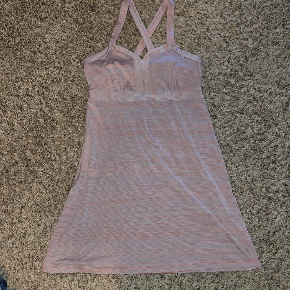 Light Pink Striped Maxi Dress with Cross-Back Straps